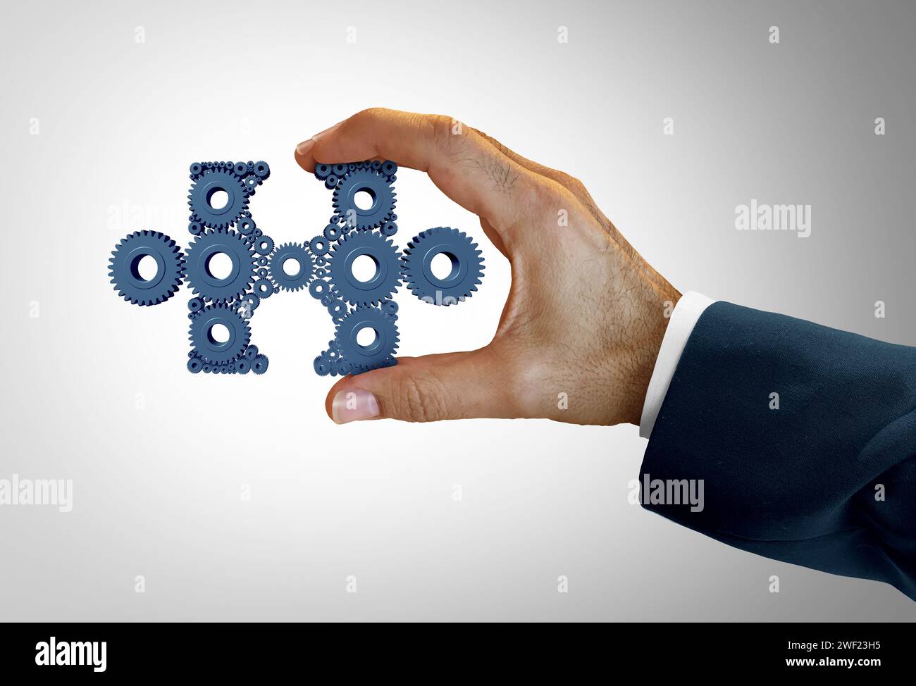 Business Solutions Success as a concept for management problem solving and a leadership metaphor as a businessman with a puzzle piece representing Stock Photo