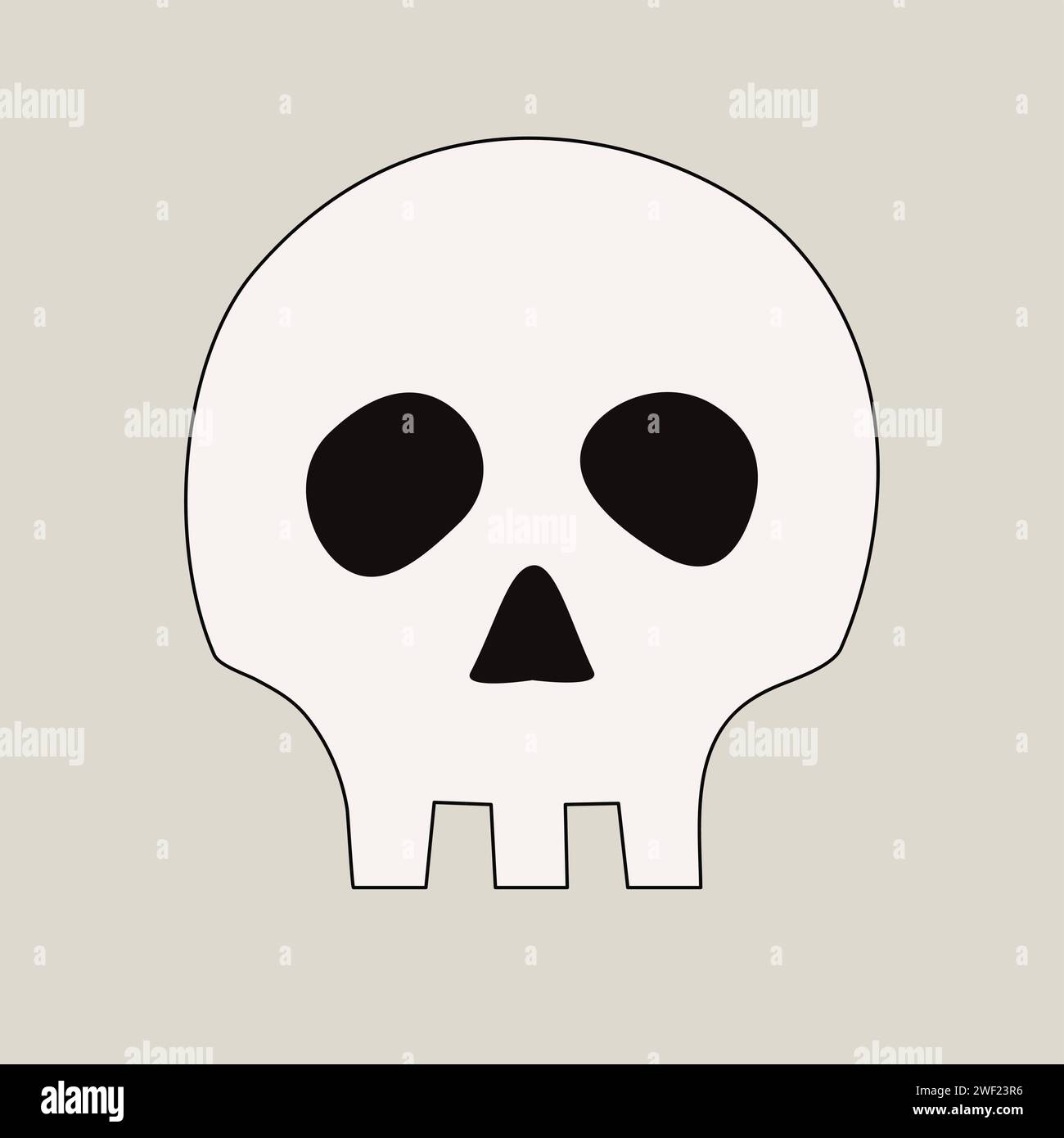 Skull cartoon-style Vector illustration Isolated on a grey background Stock Vector