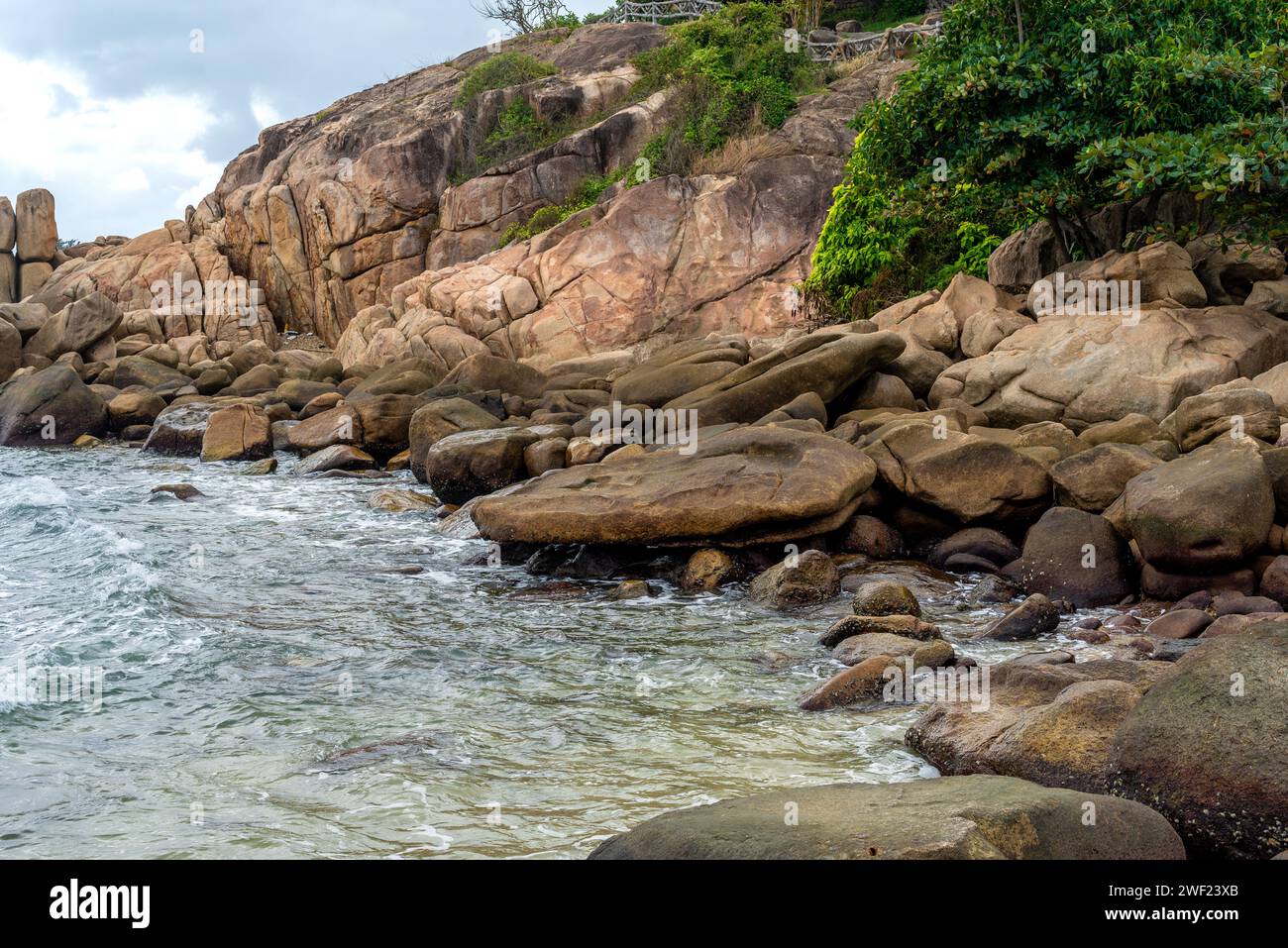 Seascape Of Coastal Panorama Monumental Granite Boulders Stand seascape-of-coastal-panorama-monumental-granite-boulders-stand