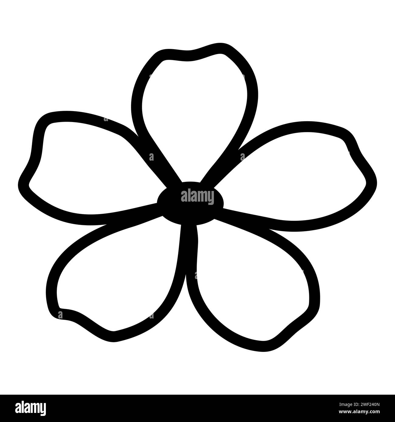 Decorative flower Outline abstract flower head Black contour Vector illustration Isolated on white background Stock Vector