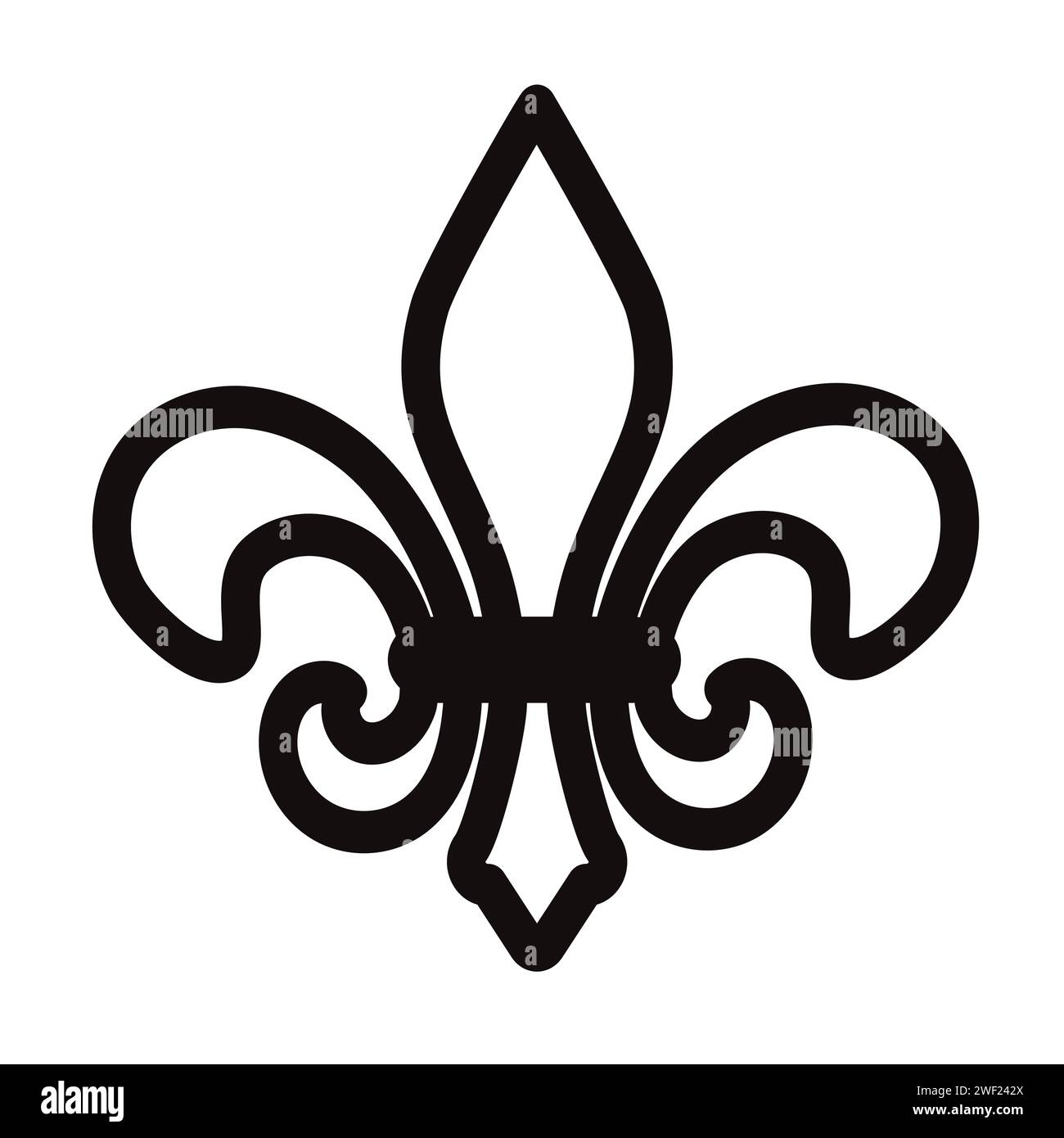 Mardi Gras Fleur De Lis icon Black line Design element Vector illustration Isolated on white background Stock Vector