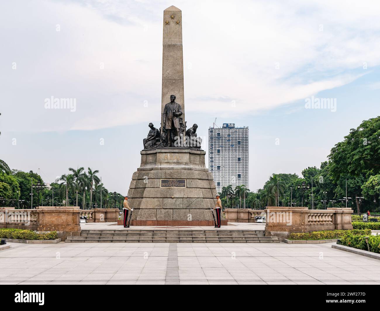 The Jose Rizal Monument at Rizal Park along Roxas Boulevard in Manila, Philippines. Stock Photo
