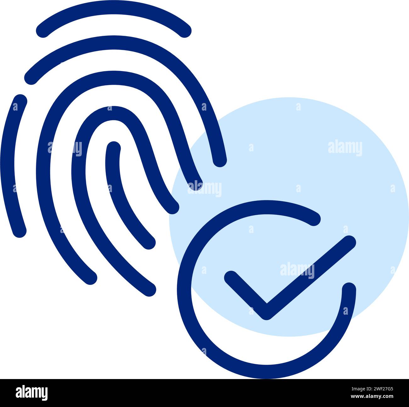 Fingerprint recognition passed. Pixel perfect, editable stroke Stock Vector