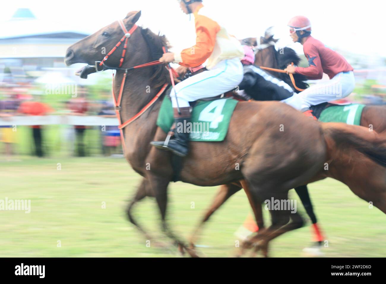 Horse racing in Kediri, Eastjava, Indonesia Stock Photo