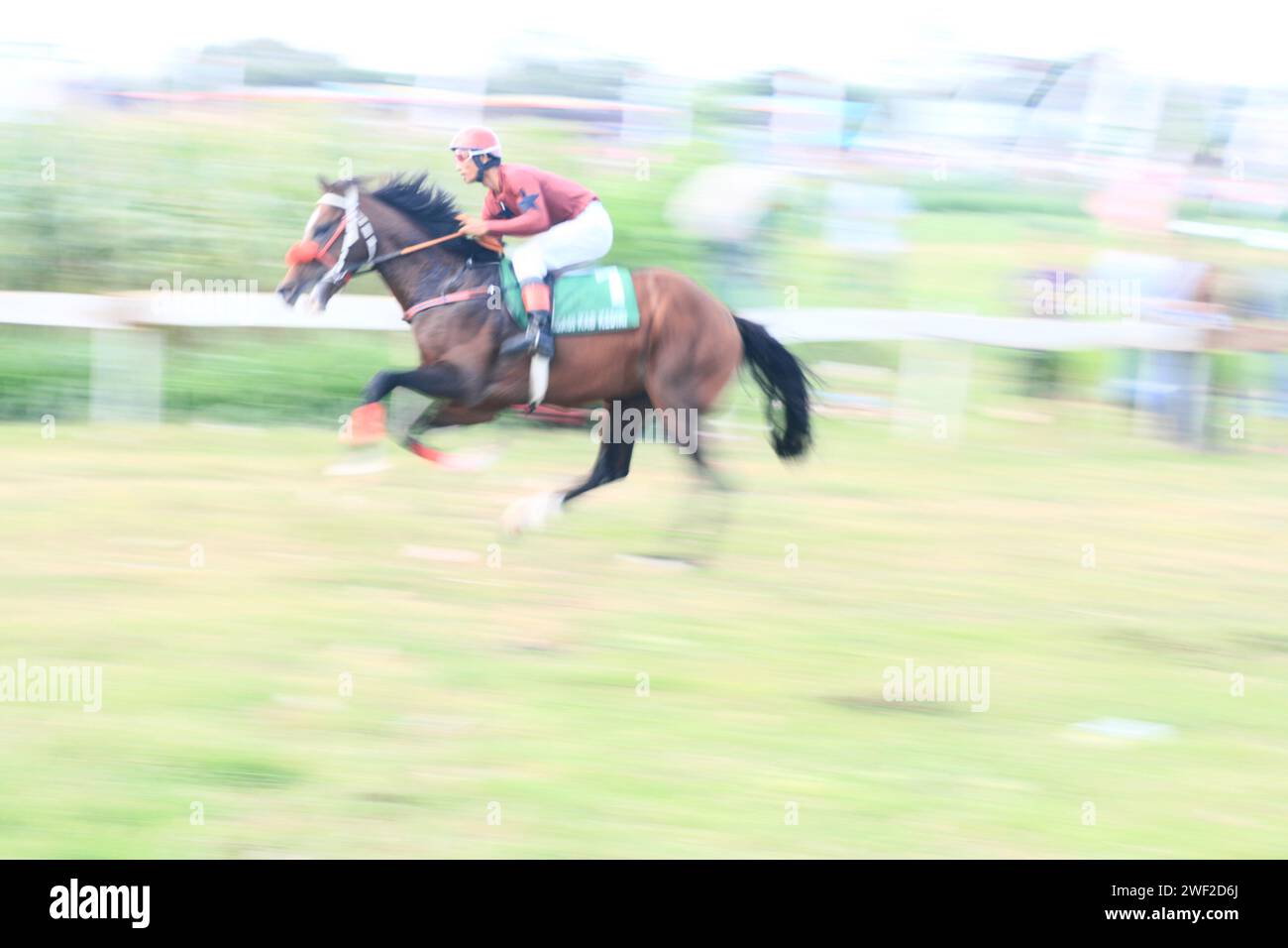 Horse racing in Kediri, Eastjava, Indonesia Stock Photo