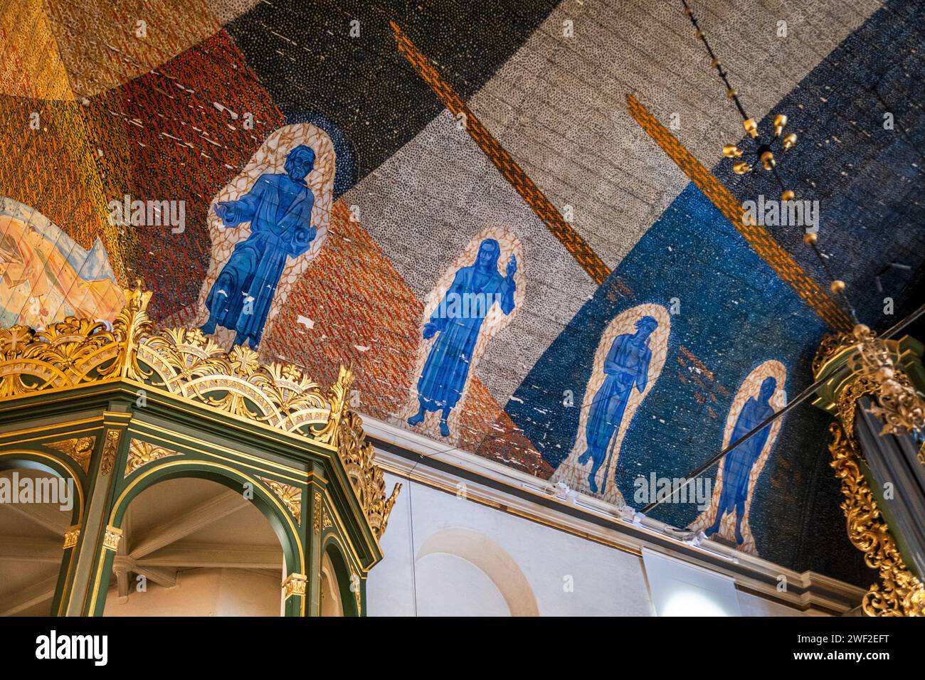 Murals inside the historic Domkirke, Oslo, Norway Stock Photo