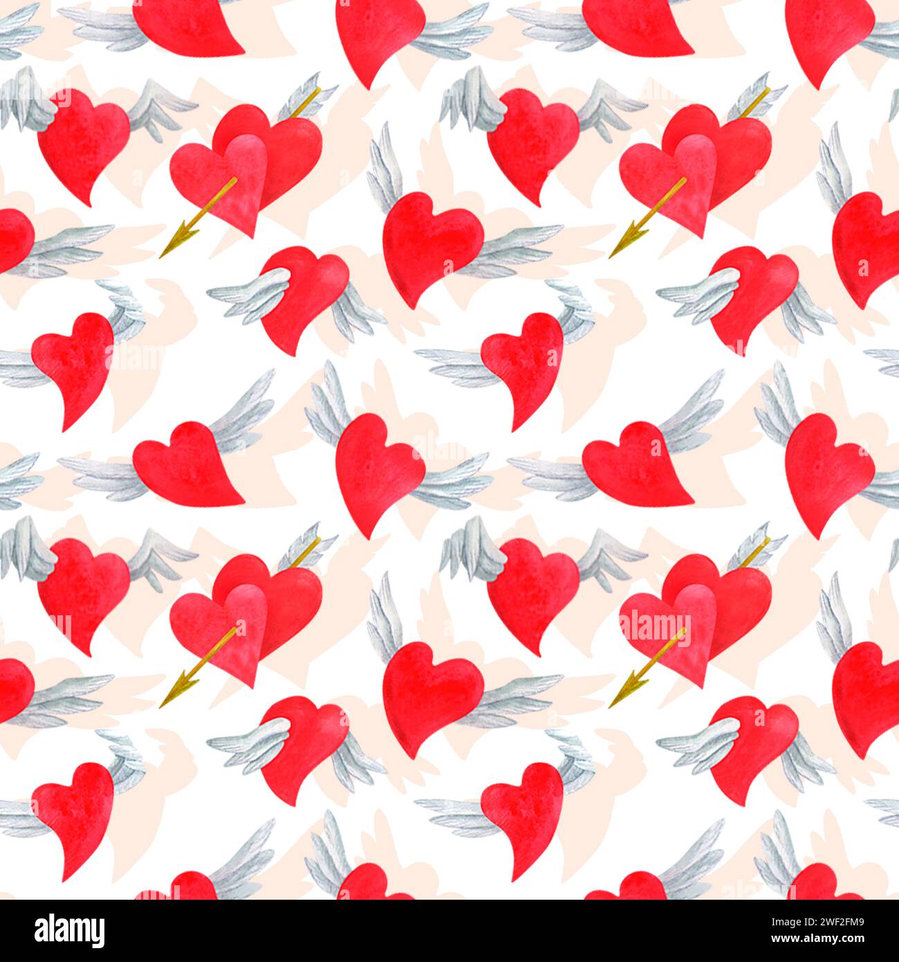 Happy Valentine's Day. Hand drawn seamless pattern with hearts. Decor ...