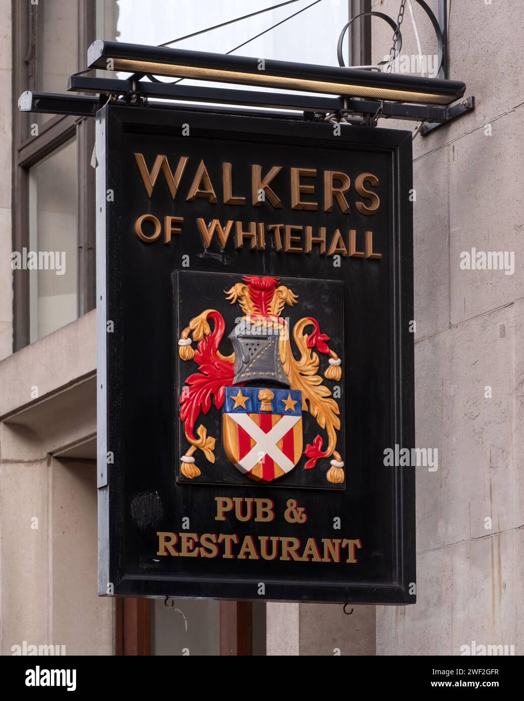 LONDON, UK JANUARY 27, 2024 Sign outside walkers of Whitehall pub