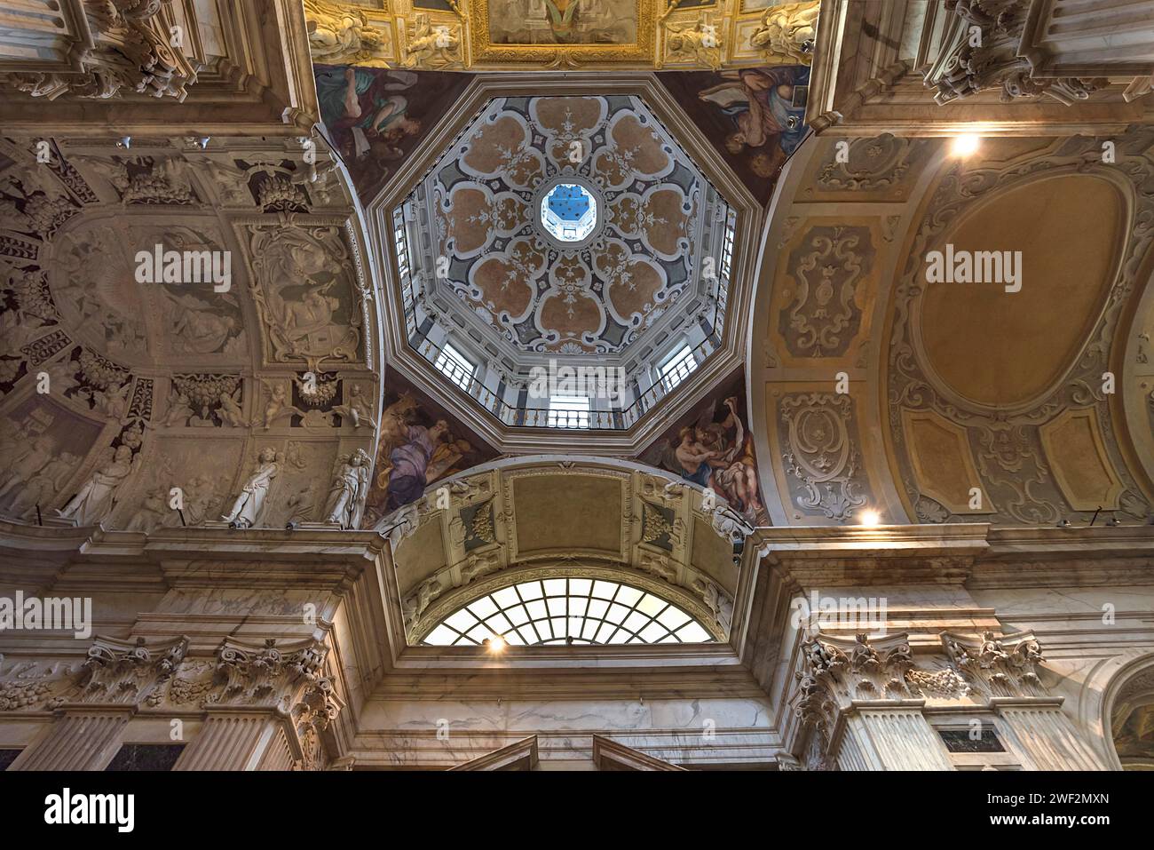 Dome of the church of San Pietro ion Banchi, consecrated in 1585, Piazza Banchi Genoa, Italy Stock Photo