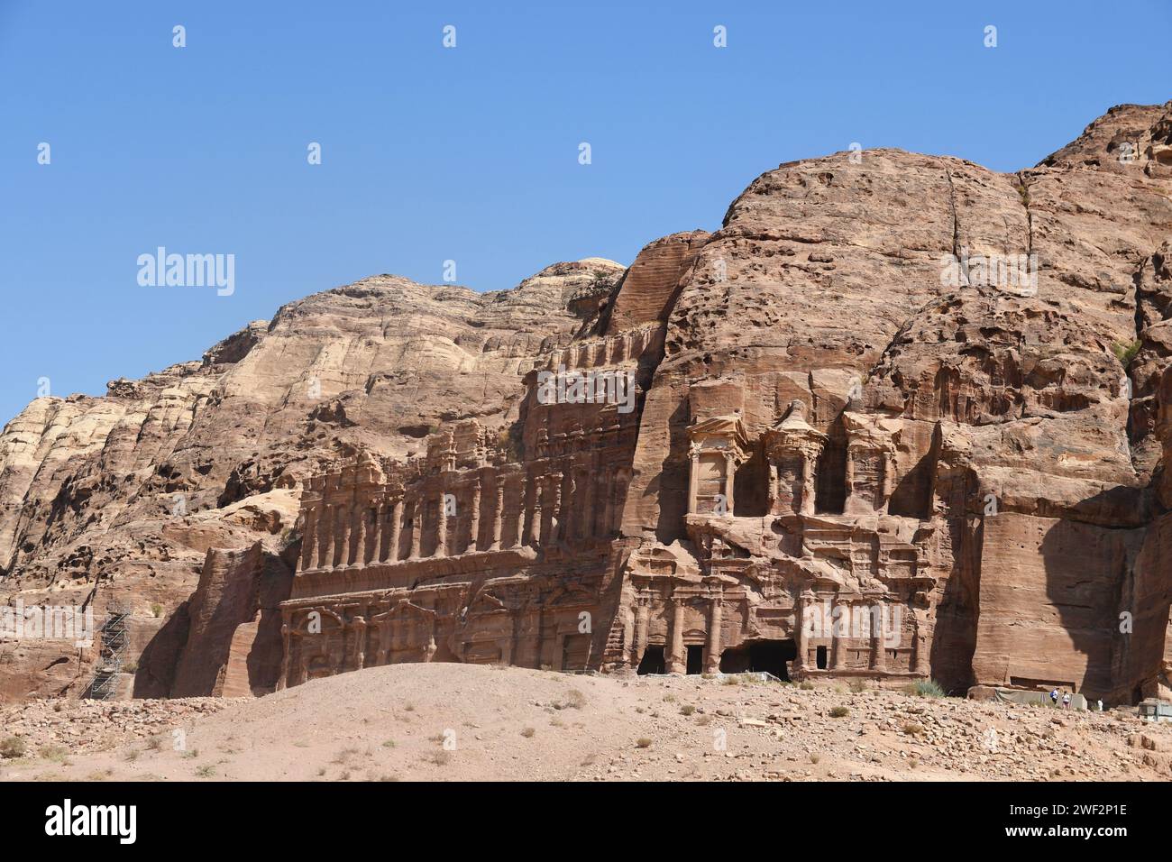 Beautiful, unique stone houses in Petra, Jordan, a breathtaking World Wonder Stock Photo