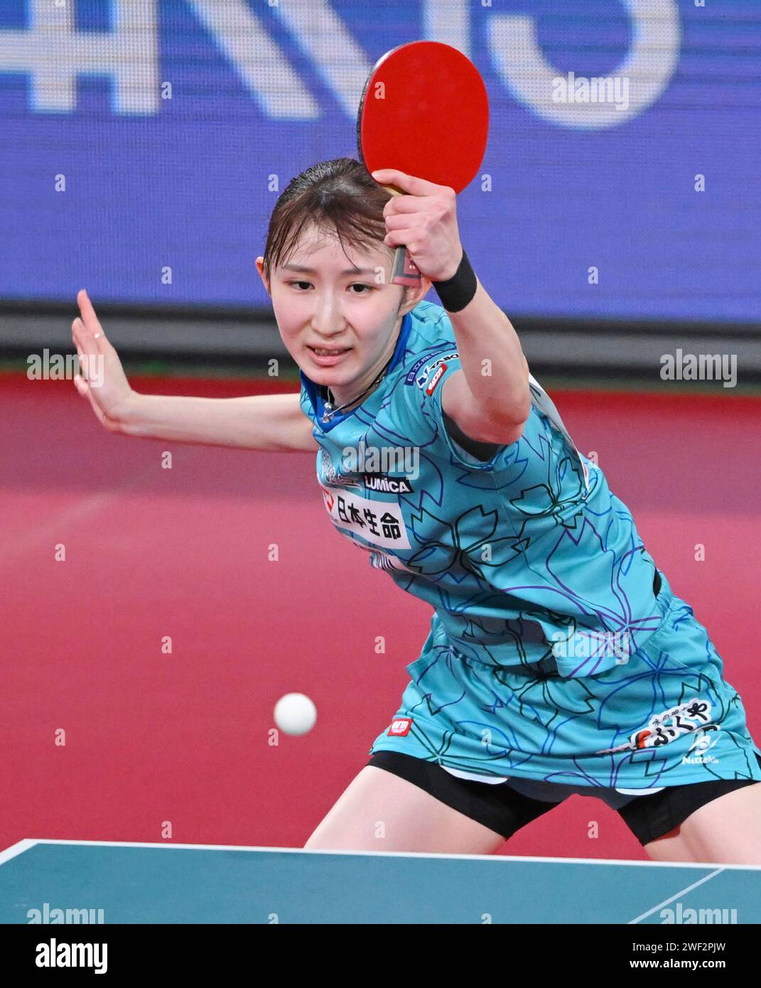 Hina Hayata of Japan hits a shot during women's singles final match ...