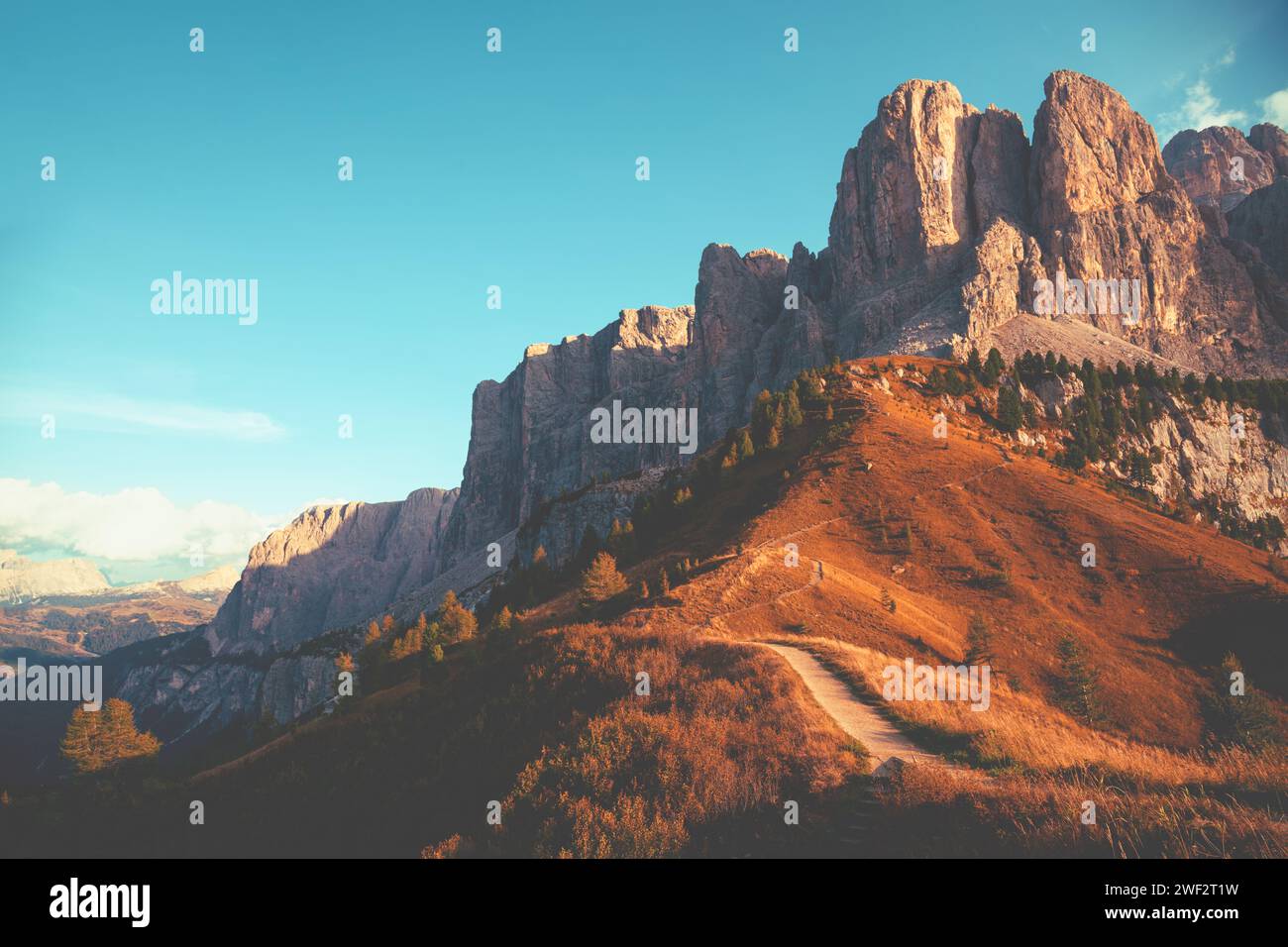 Mountain landscape background. Rocks against the day sky. The Dolomites in South Tyrol Italy Europe Stock Photo