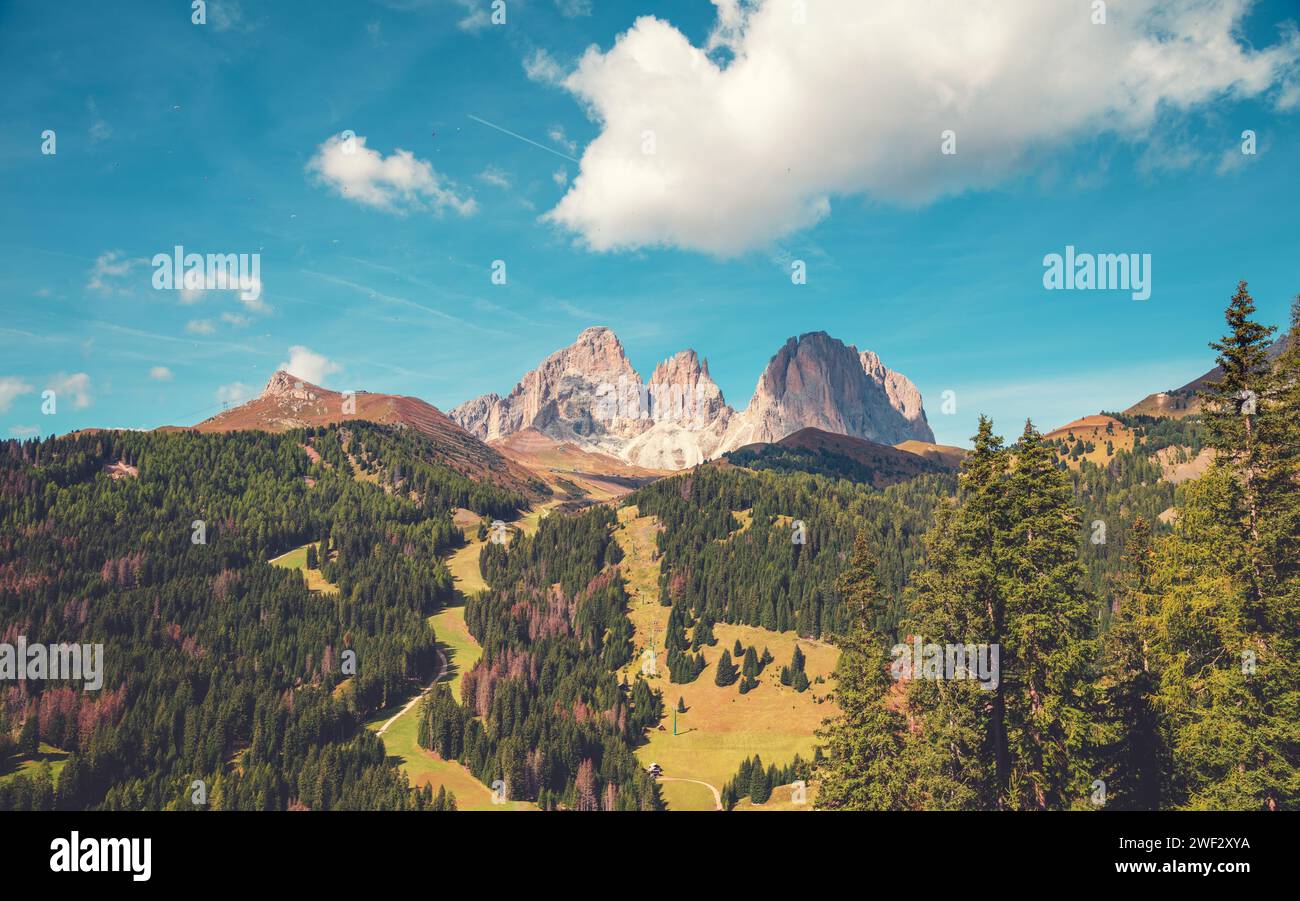 Mountain landscape background. Rocks against the day sky. The Dolomites in South Tyrol, Italy, Europe Stock Photo
