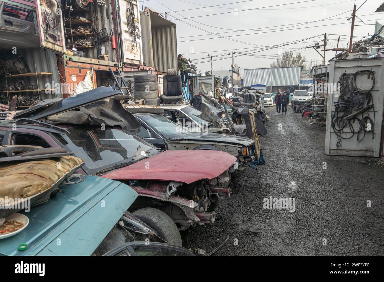 car parts at open air junkyard and used spare parts market in ...