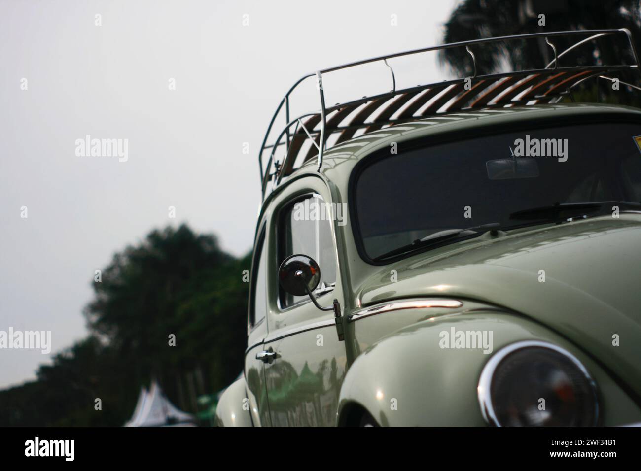 Volkswagen beetle parked in annual VW Indonesia Jambore gathering in Malang, East Java, Indonesia Stock Photo
