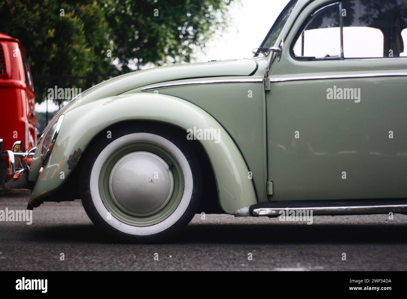 Volkswagen beetle parked in annual VW Indonesia Jambore gathering in Malang, East Java, Indonesia Stock Photo