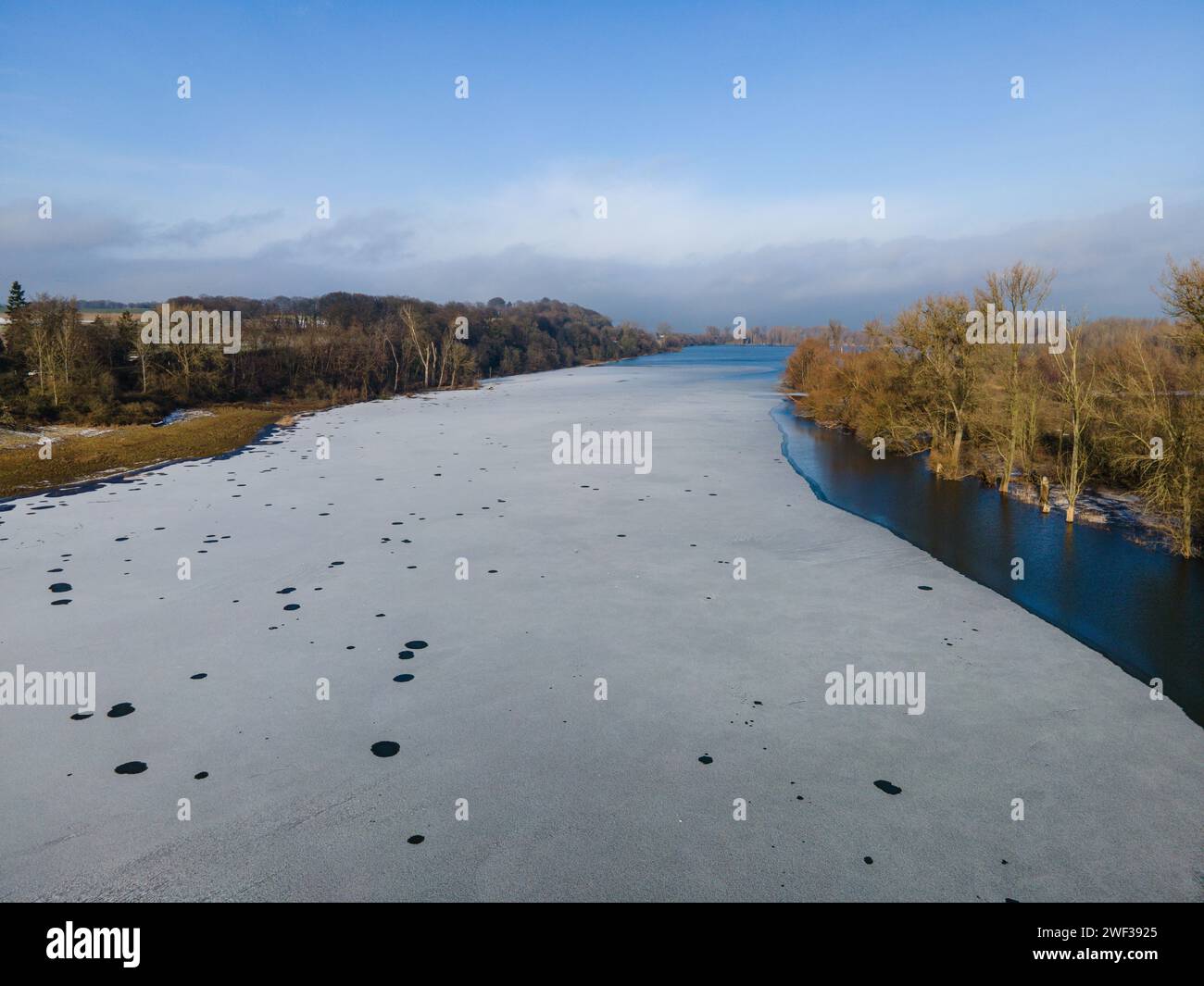 Old Rhine in winter, Xanten, Germany Stock Photo