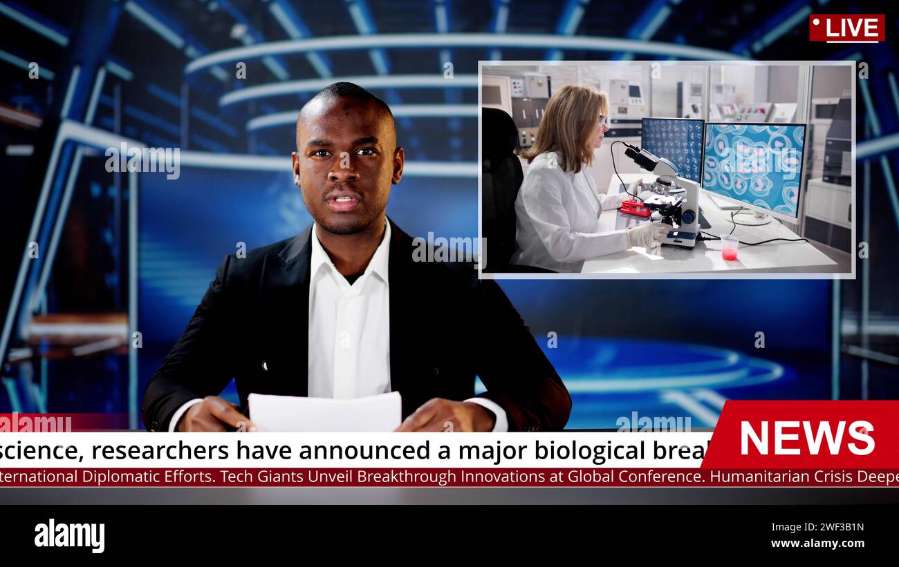 Press News TV Talk. Journalist Media Newscaster Stock Photo Alamy