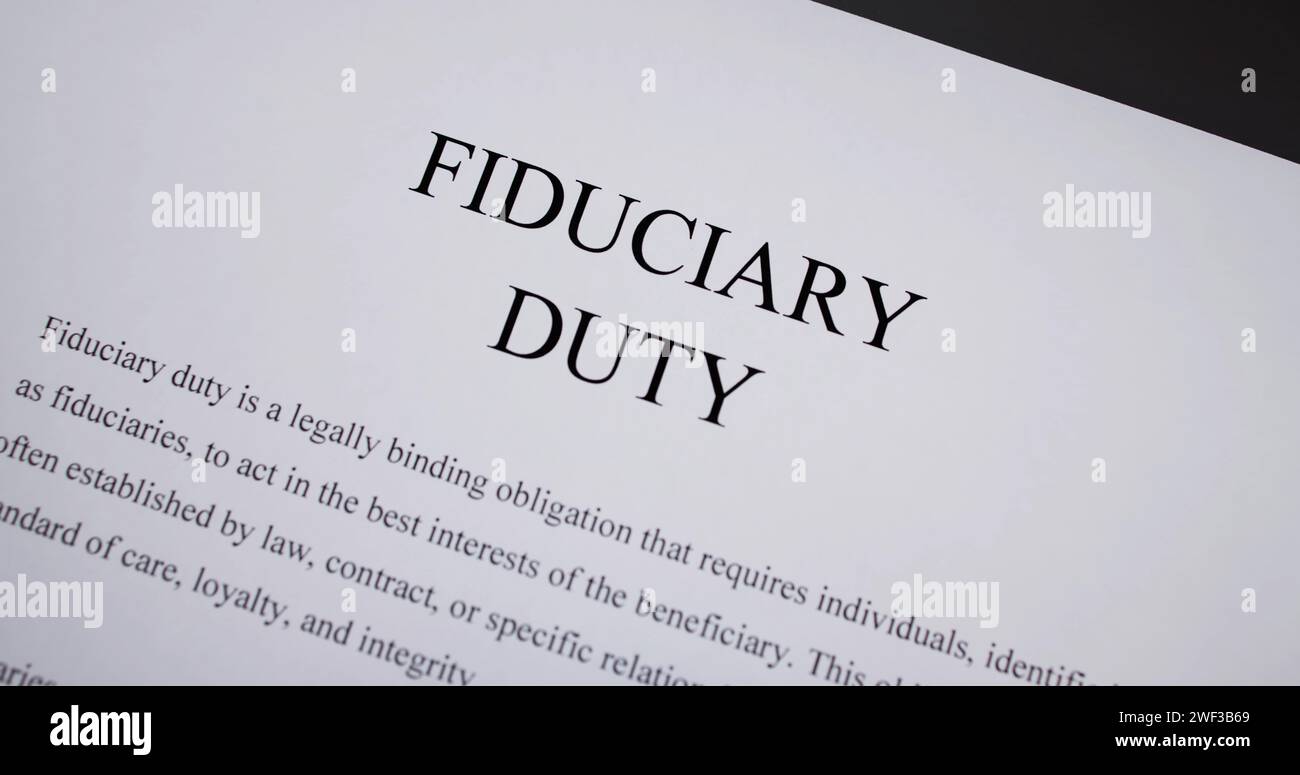 Fiduciary Duty Corporate Law Text. Formal Responsibility Stock Photo ...