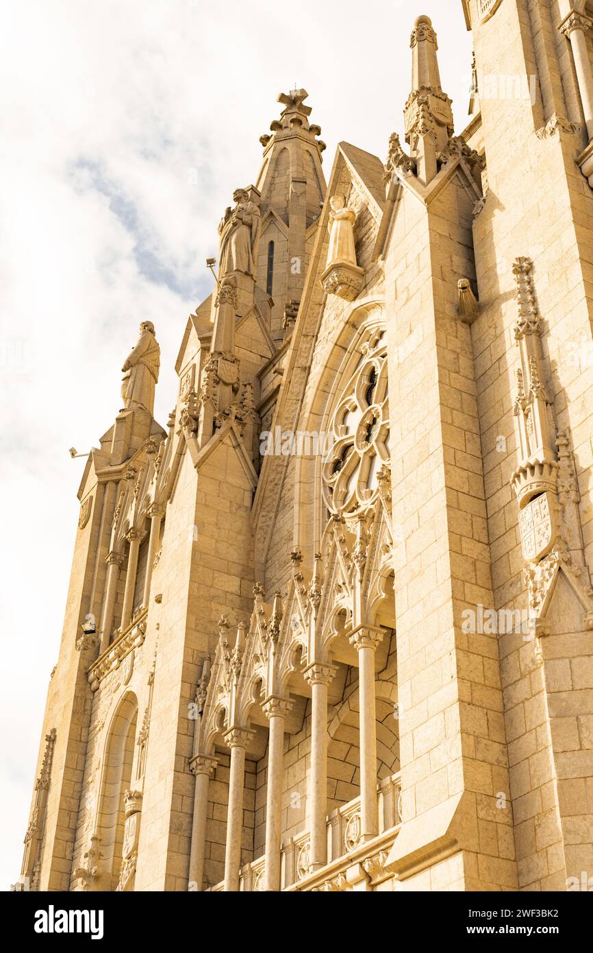 Temple of the Sacred Heart of Jesus. Temple Expiatori del Sagrat Cor. Roman Catholic church on the summit of Mount Tibidabo, Barcelona, Catalonia Stock Photo