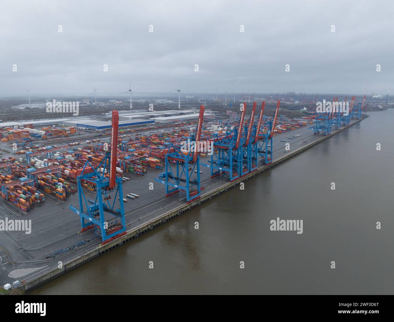 Hamburg, Germany, December 30th, 2023: Altenwerder container terminal ...