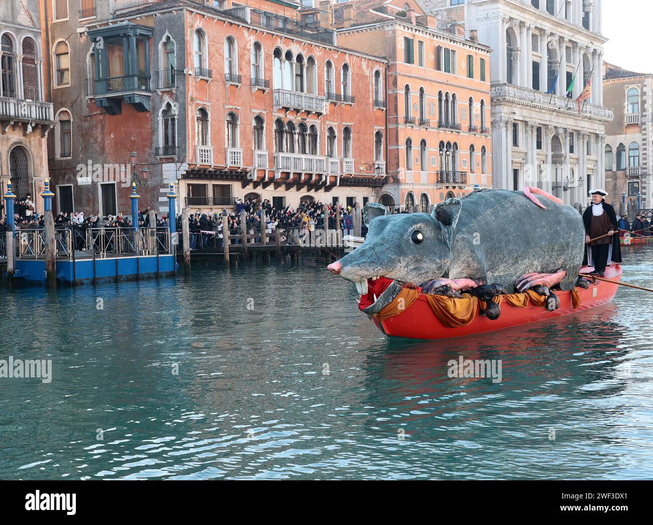 Venice, Italy. 28th Jan, 2024. Masked water procession of the ...