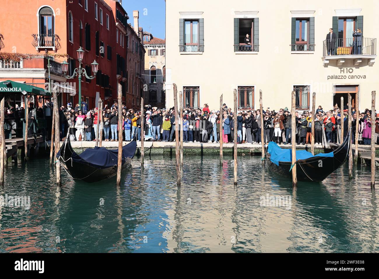 Venice, Italy. 28th Jan, 2024. Masked water procession of the ...