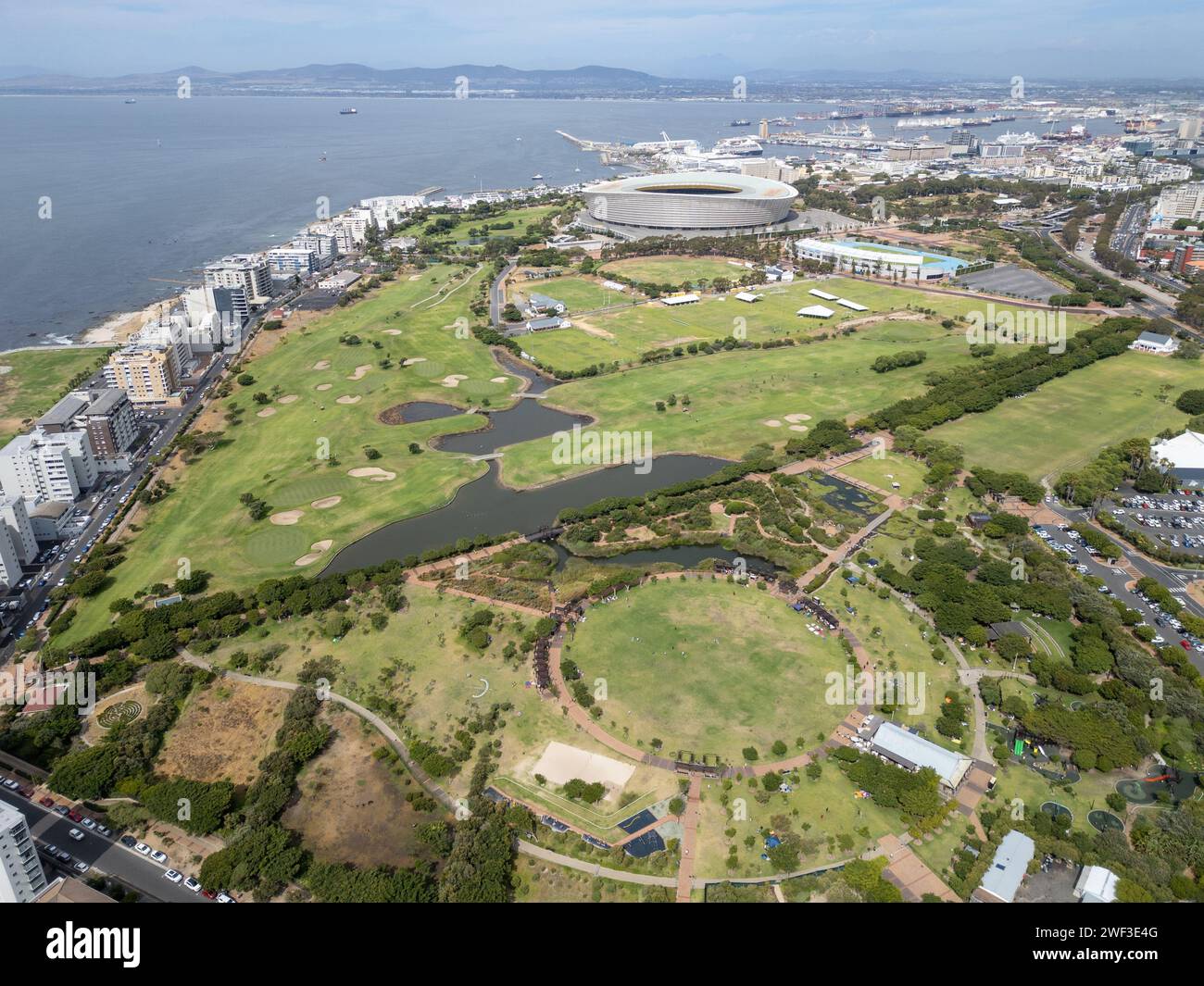 Green Point Park and Green Point Golf Course, Green Point, Cape Town, South Africa Stock Photo