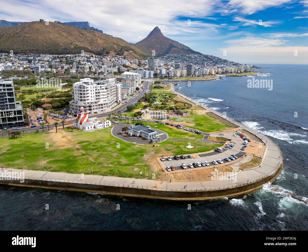 Green Point Lighthouse, Mouille Point, Green Point, Cape Town, South Africa Stock Photo