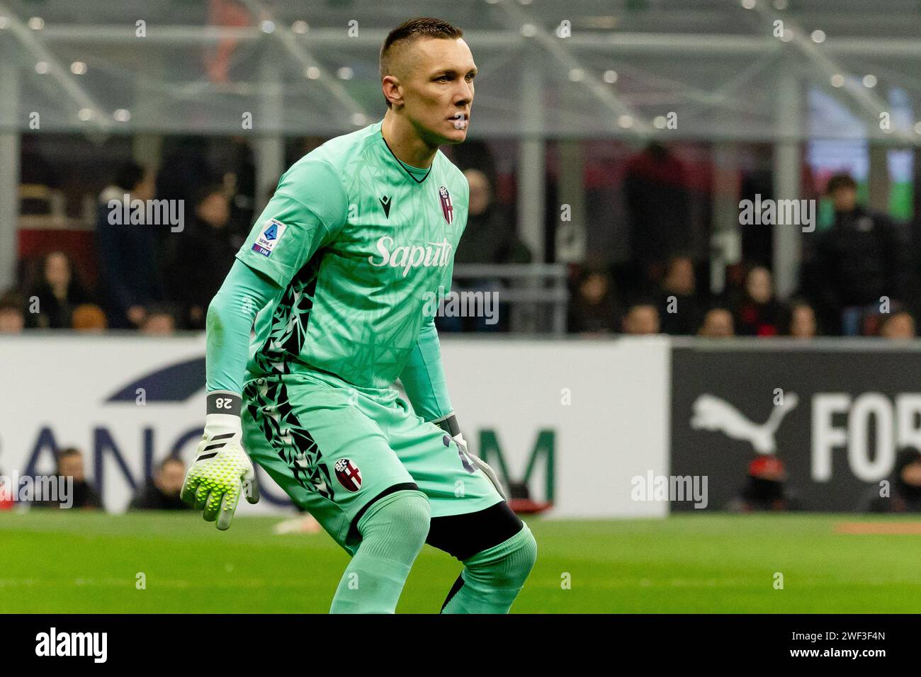 Łukasz Skorupski in action during the Serie A football match between AC