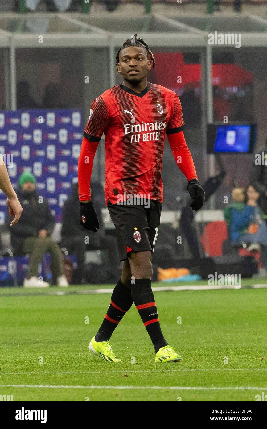 Rafael Leao in action during the Serie A football match between AC Milan and Bologna FC 1909 at Giuseppe Meazza stadium in Milano, Italy, on January 027 2024 Stock Photo