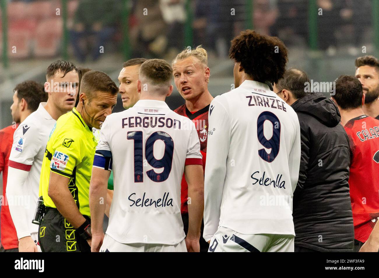 Simon Kjaer in action during the Serie A football match between AC