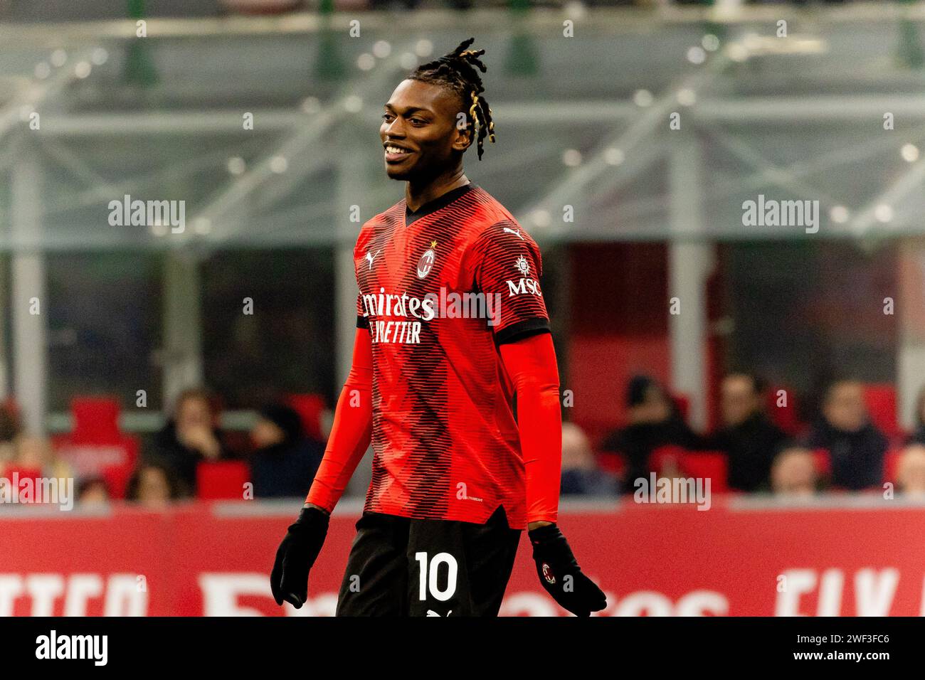 Rafael Leao in action during the Serie A football match between AC
