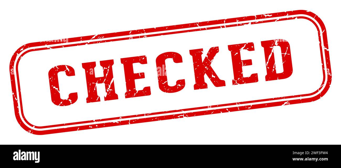 checked stamp. checked rectangular stamp isolated on white background ...