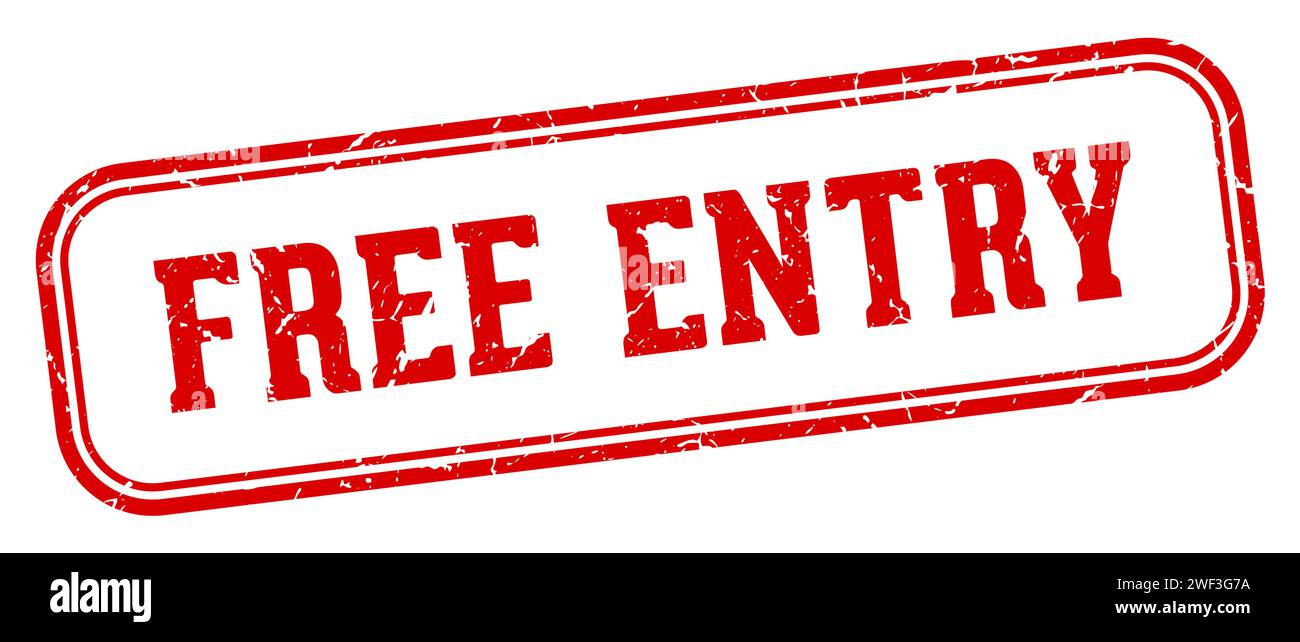 free entry stamp. free entry rectangular stamp isolated on white ...