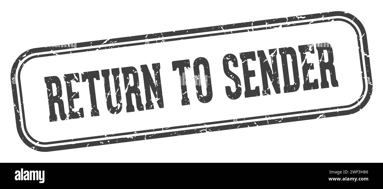 return to sender stamp. return to sender rectangular stamp isolated on white background Stock