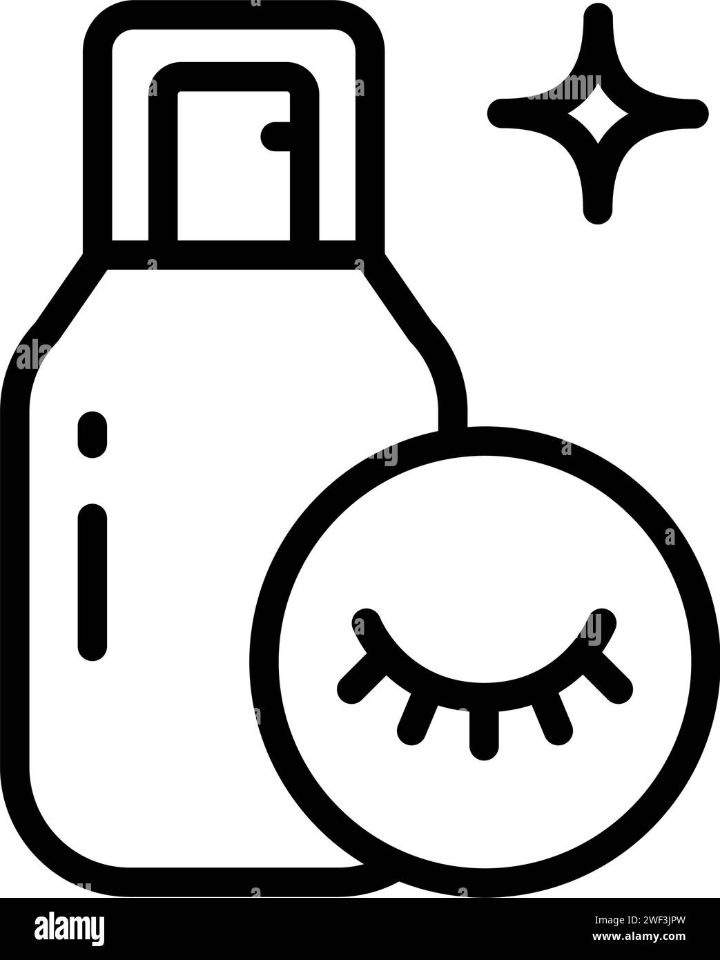 Eye makeup remover line icon. Makeup routine concept. Delicate liquid