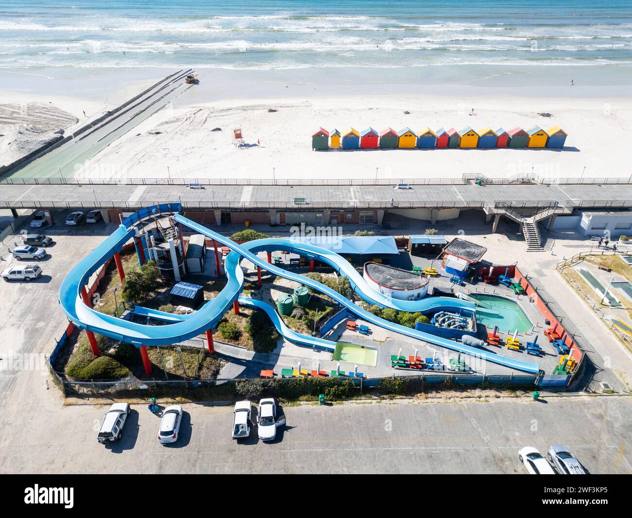 Muizenberg Water Slides, West Beach, Muizenberg, Cape Town, South Africa Stock Photo