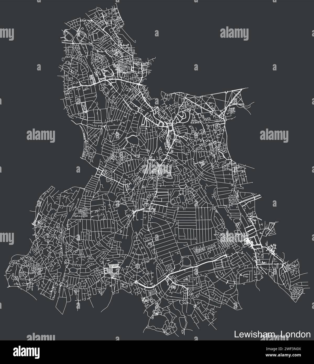 Street roads map of the BOROUGH OF LEWISHAM, LONDON Stock Vector