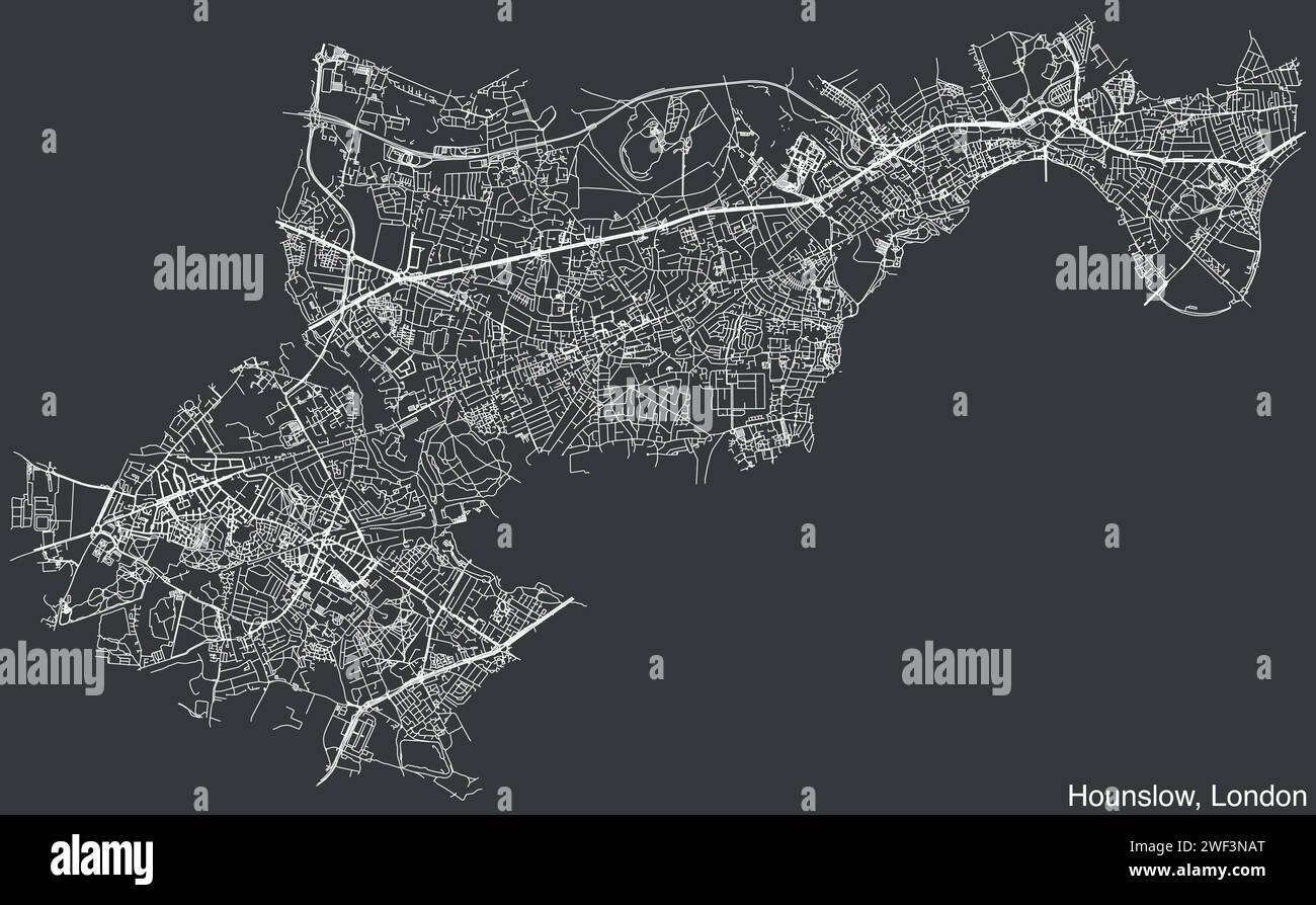 Street roads map of the BOROUGH OF HOUNSLOW, LONDON Stock Vector Image ...