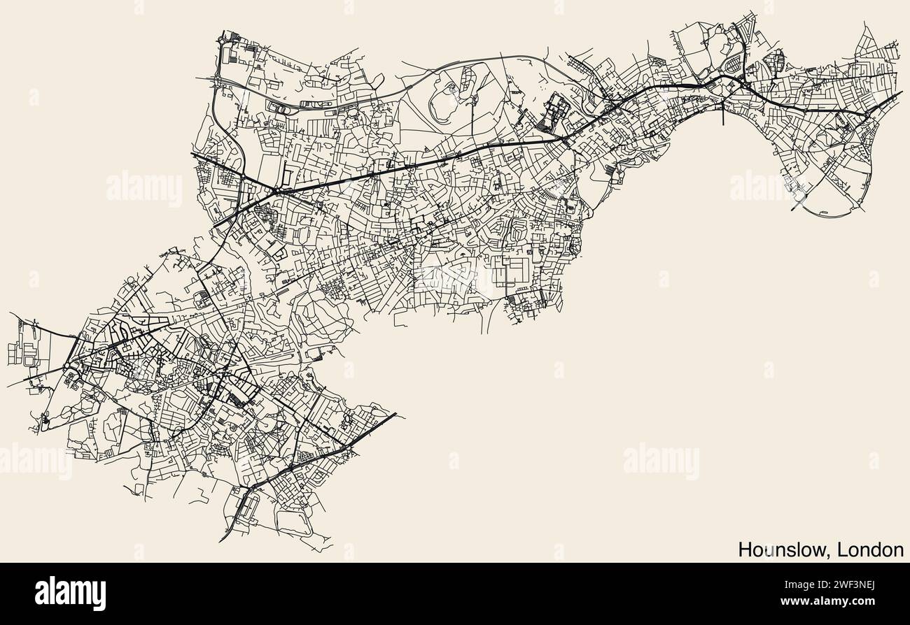 Street roads map of the BOROUGH OF HOUNSLOW, LONDON Stock Vector Image ...