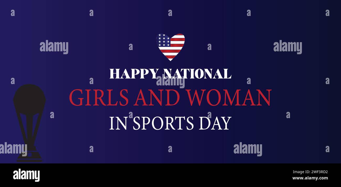 National girls and women in sports day text design stock vector image