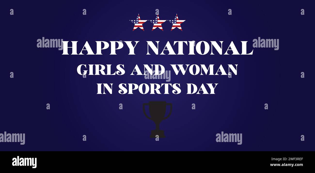National girls and women in sports day text design stock vector image
