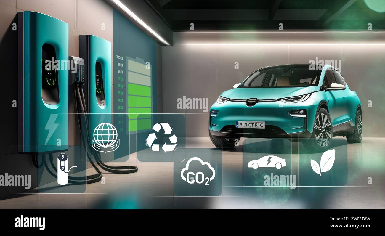 Battery packs for charging electric cars at home. Charge point in