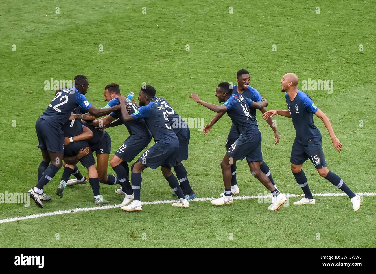 Moscow, Russia July 15, 2018. Players of French national team