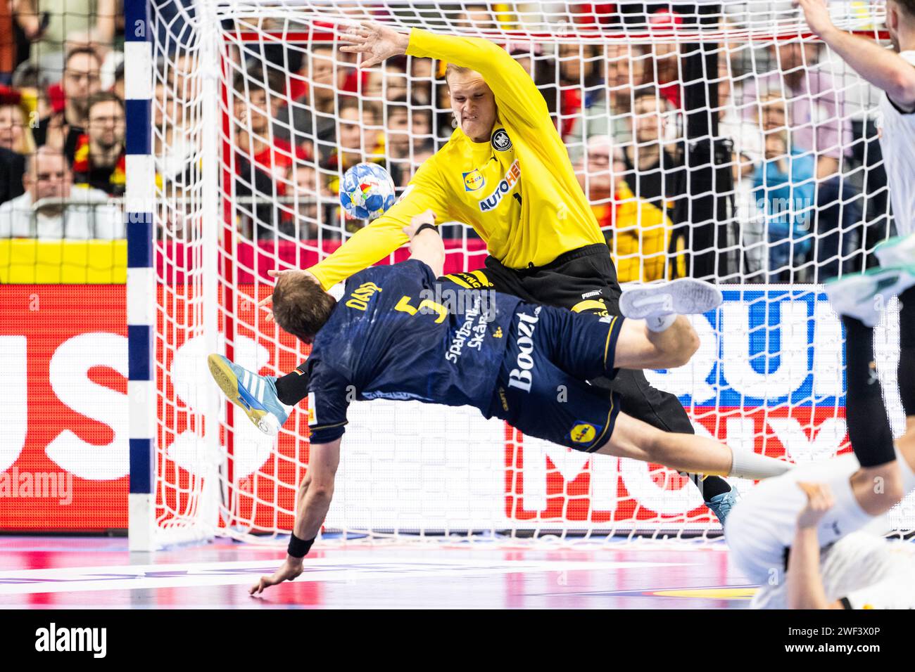 Goalkeeper David Späth of, Germany. , . and Max Darj of Sweden during