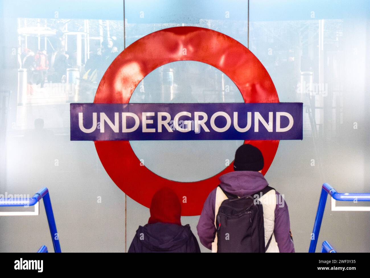 London, UK. 28th January 2024. Passengers enter an Underground station