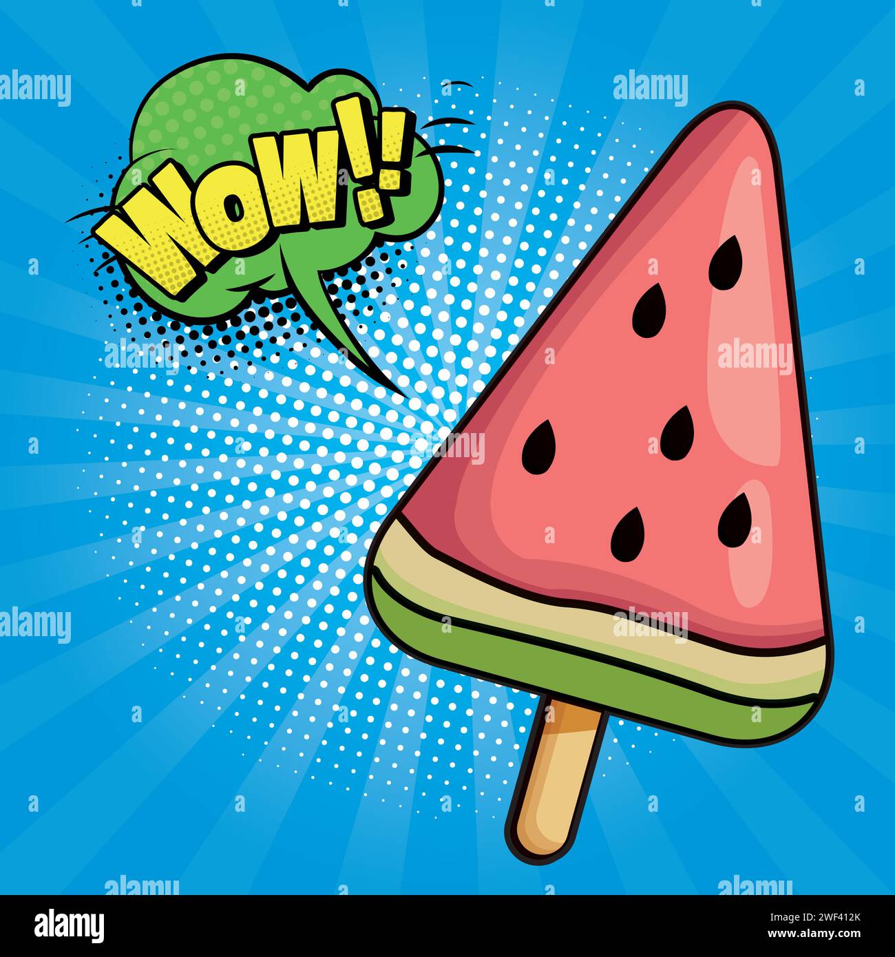 watermelon pop art design vector image Stock Vector