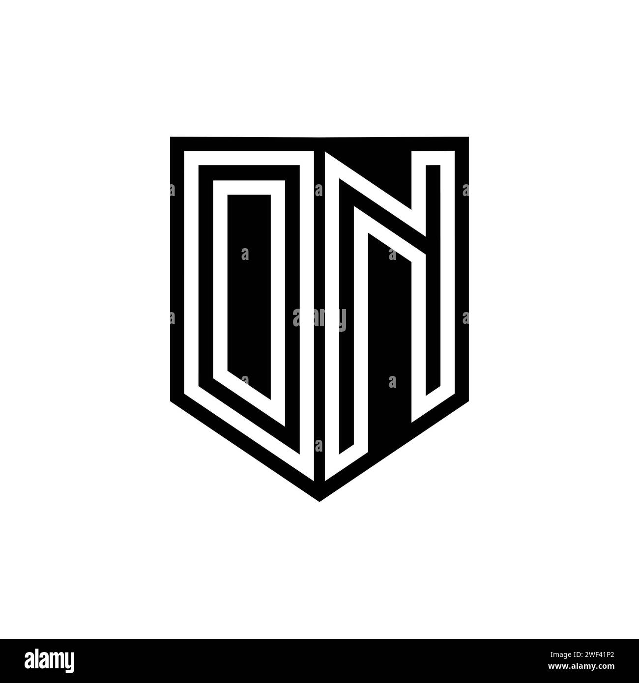 DN Letter Logo monogram shield geometric line inside shield style ...
