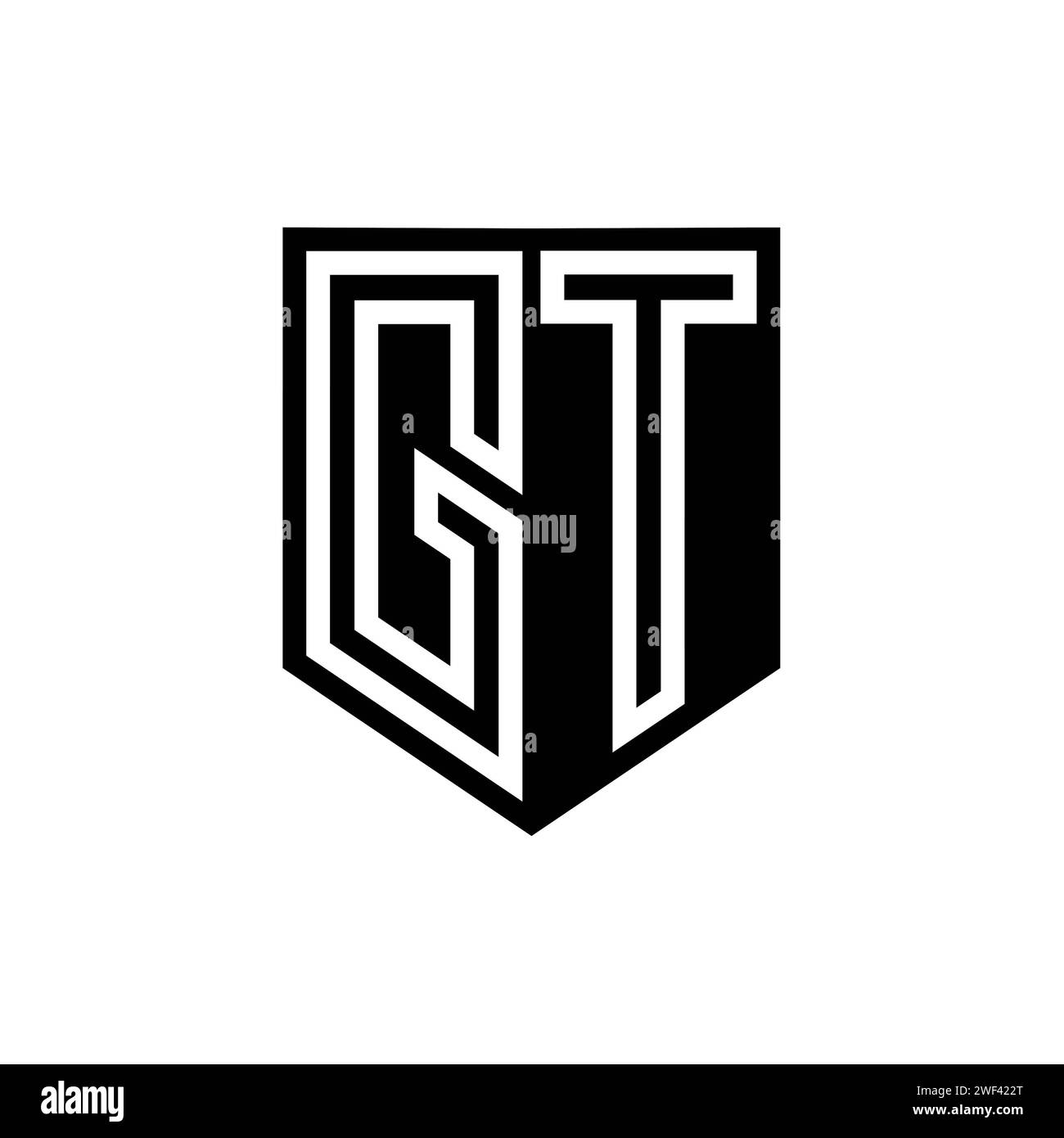 GT Letter Logo monogram shield geometric line inside shield style ...